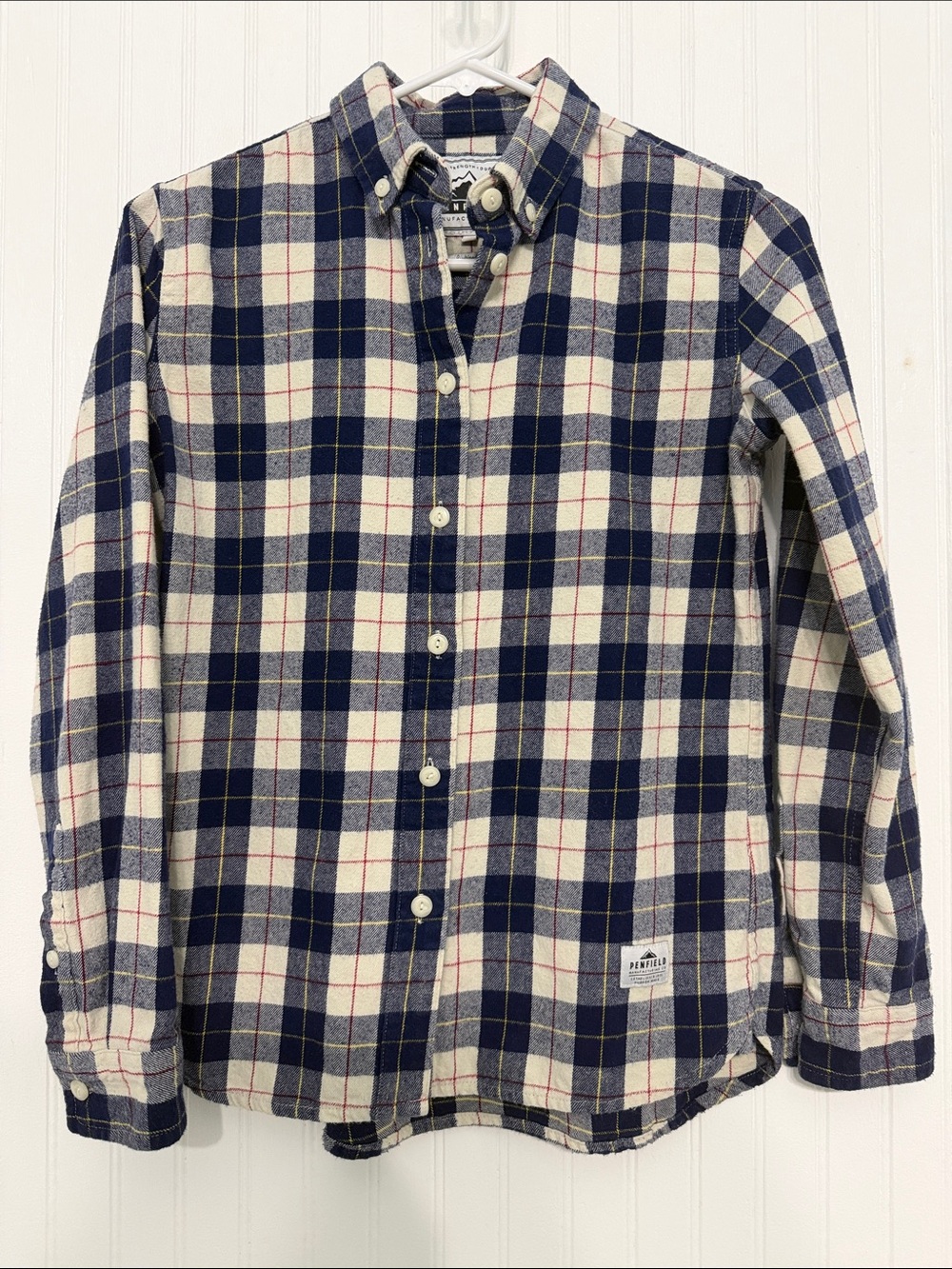 Penfield XS Boyfriend Fit Blue Plaid FLANNEL TOP 100% cotton EUC